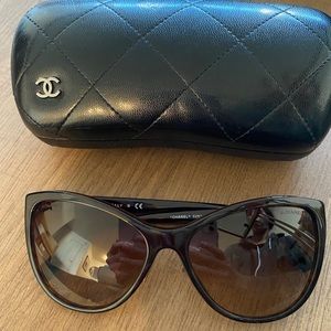 CHANEL Tortoise Acetate Cat Eye Sunglasses